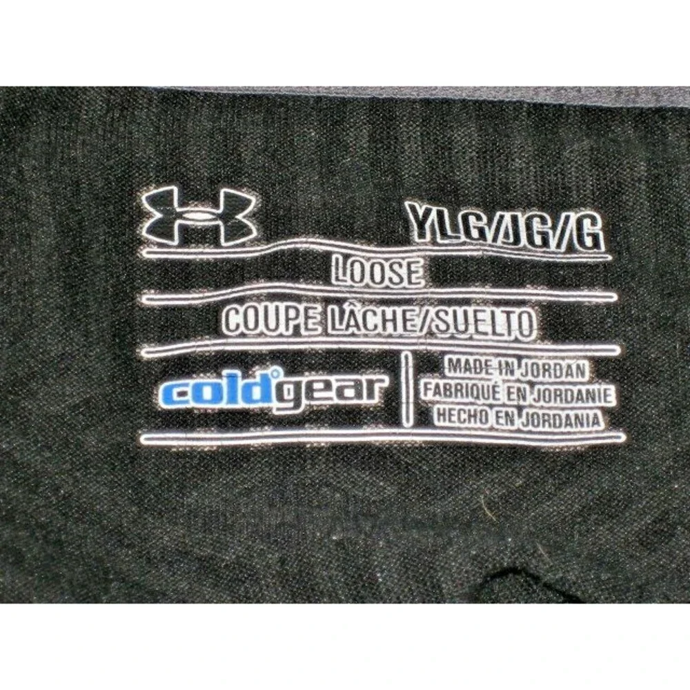 Youth UnderArmour Black Poly Loose Fit Cold Gear LS Base Layer Shirt sz YMD